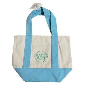 Trader Joe's Pastel Blue Mini Canvas Tote Bags 2025 LIMITED EDITION E-26